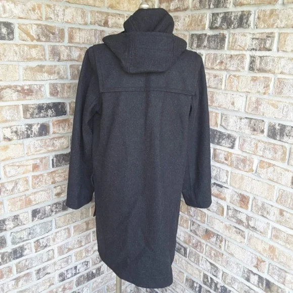 J.CREW Hooded Winter Peacoat BLACK sz M - Picture 2 of 5